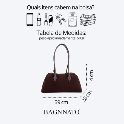 Bolsa em Couro Camurça Genuíno Feminina Maia