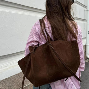 Bolsa em Couro Camurça Genuíno Feminina Felina