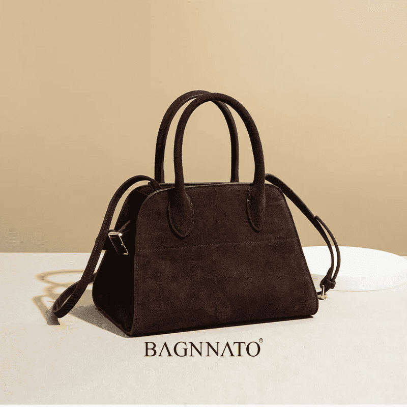 Bolsa em Couro Camurça Genuíno Feminina Alina