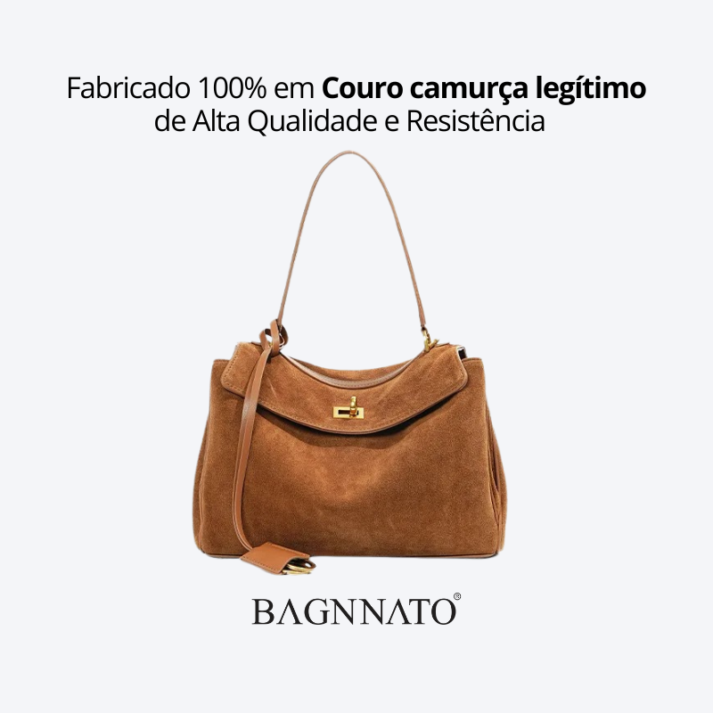 Bolsa em Couro Camurça Genuíno Feminina Anikka