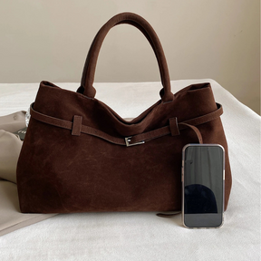 Bolsa em Couro Camurça Genuíno Feminina Esme