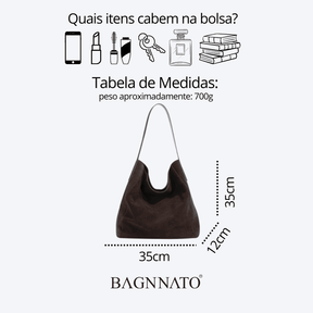 Bolsa em Couro Camurça Genuíno Feminina Anabel