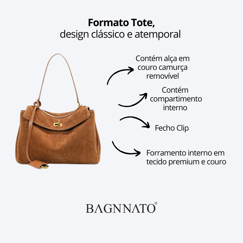 Bolsa em Couro Camurça Genuíno Feminina Anikka