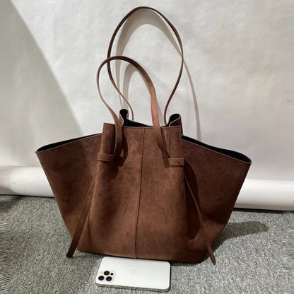 Bolsa em Couro Camurça Genuíno Feminina Felina