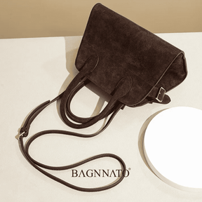 Bolsa em Couro Camurça Genuíno Feminina Alina