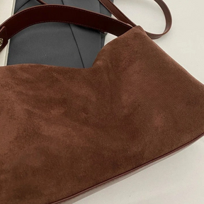 Bolsa em Couro Camurça Genuíno Feminina Angelica