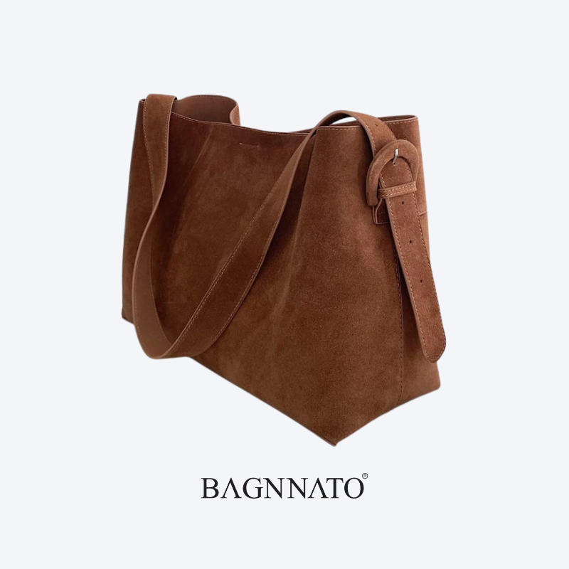 Bolsa em Couro Camurça Genuíno Feminina Jasmine