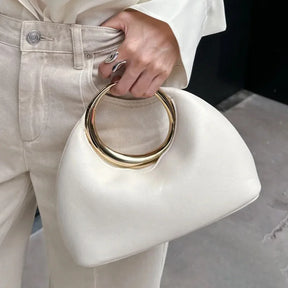 Metálico alça redonda bolsa de luxo designer sacos noite para as mulheres macio couro do plutônio bolsa ombro 2025 meia lua nuvem embreagem