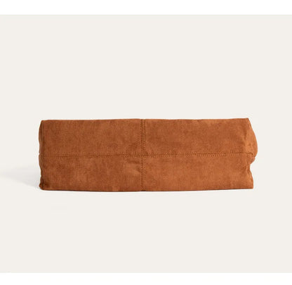 Bolsa feminina de camurça falsa, grande capacidade, design de veludo, hobos, bolsa de ombro, commuter, bolsa tote grande, marrom