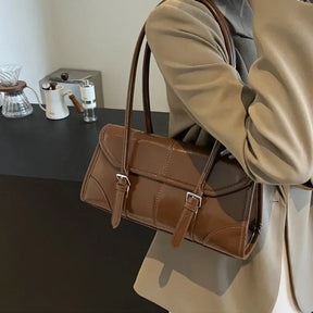 Retro cera de óleo couro bolsa ombro para as mulheres 2025 inverno y2k tendência cor sólida borgonha axilas bolsa feminina bolsas tote