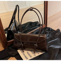 Retro cera de óleo couro bolsa ombro para as mulheres 2025 inverno y2k tendência cor sólida borgonha axilas bolsa feminina bolsas tote