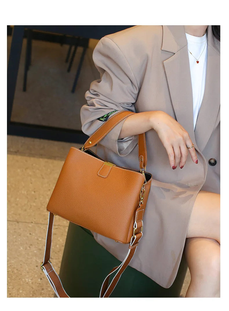 Retro balde saco moda feminina bolsa de grande capacidade novo ombro único crossbody saco de couro macio multi-cor carteira