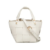 Bolsa tote pequena de tecido para mulheres com bolsa de couro vegano artesanal bolsa de ombro alça superior bolsa crossbody bolsas