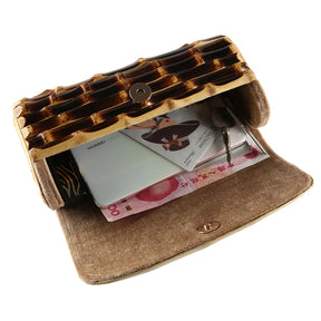 Nilerun marca vintage retro rattan de madeira sólida palha noite bolsa carteira original artesanal preto verdadeiro bambu raiz saco embreagem
