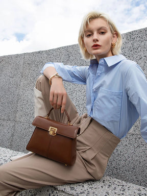 ITAMOOD-Bolsa de couro genuíno para mulheres, bolsa transversal versátil com decoração cachecol, bolsa de marca luxuosa, elegante