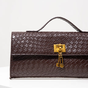 Baguette tecido de couro artificial retrô, embreagem feminina flip, bolsa de noite elegante, carteira borgonha, festa de vestido feminino, item de casamento (padrão aleatório)