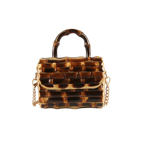 Corrente longa exclusiva artesanal de madeira natural rattan palha alça de raiz de bambu pequena mini bolsa de ombro mensageiro de corpo cruzado