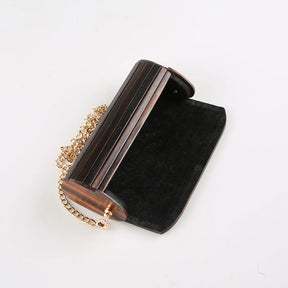 Mini bolsa de noite crossbody de madeira vintage, retro, original, artesanal, madeira preta dura de ébano, bolsa de ombro pequena