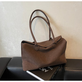 Bolsas clássicas de camurça falsa feminina, estilo inglês, bolsas de ombro elegantes, bolsas desenhadas monocromáticas, casuais, retrô, femininas
