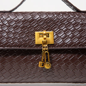Baguette tecido de couro artificial retrô, embreagem feminina flip, bolsa de noite elegante, carteira borgonha, festa de vestido feminino, item de casamento (padrão aleatório)