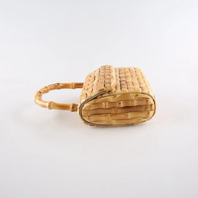Handmade Bambu Raiz Chicote Tecelagem Bolsa, tecido Tote, bolsa da noite, moda de luxo, apto para Apple iPhone 13, telefone móvel