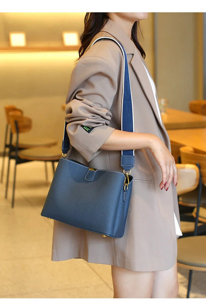 Retro balde saco moda feminina bolsa de grande capacidade novo ombro único crossbody saco de couro macio multi-cor carteira