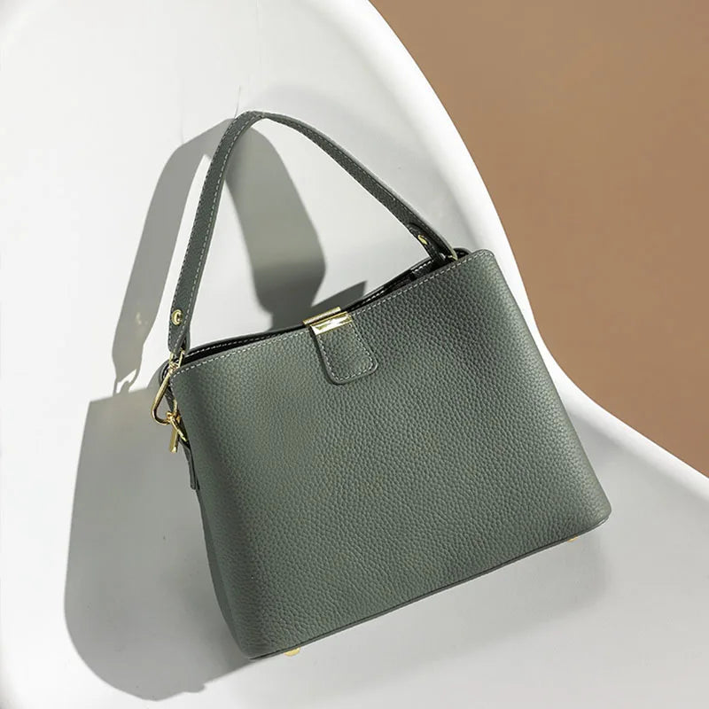 Retro balde saco moda feminina bolsa de grande capacidade novo ombro único crossbody saco de couro macio multi-cor carteira