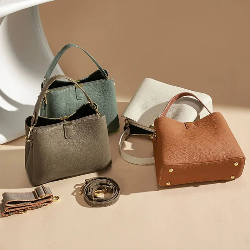 Retro balde saco moda feminina bolsa de grande capacidade novo ombro único crossbody saco de couro macio multi-cor carteira