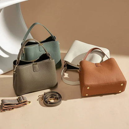 Retro balde saco moda feminina bolsa de grande capacidade novo ombro único crossbody saco de couro macio multi-cor carteira