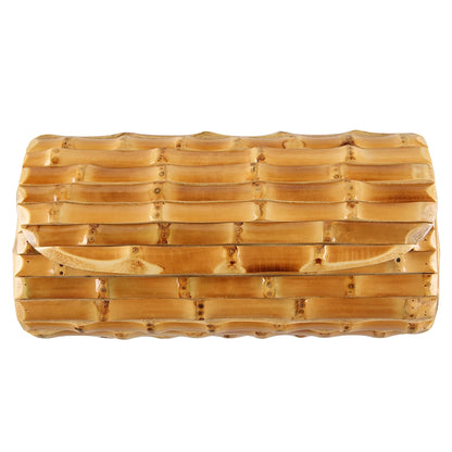 Nilerun marca moda vintage retro madeira dura rattan palha noite bolsa carteira única artesanal natural bambu raiz saco de embreagem
