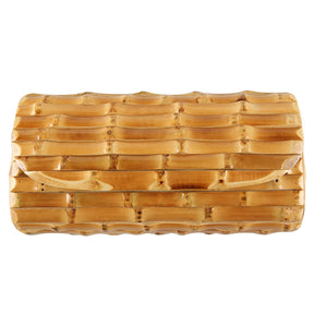 Nilerun marca moda vintage retro madeira dura rattan palha noite bolsa carteira única artesanal natural bambu raiz saco de embreagem