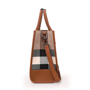 Aidrani moda xadrez lona bolsa feminina clássico versátil grande capacidade de couro ombro único crossbody saco