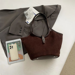 bolsa femimina bolsa grife luxo bolsa feminina elegante bolsas em promoção MOODS Mini Bucket Bolsas De Ombro Para As Mulheres Faux Suede Commuter Tote Bag Grande Capacidade Underarm Hobo Bag 2024 Inverno Novas Bolsas