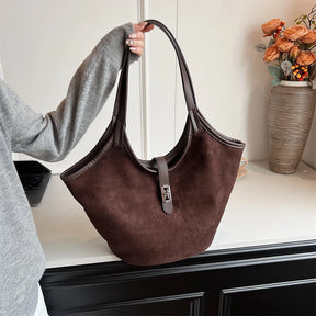 bolsa femimina bolsa grife luxo bolsa feminina elegante bolsas em promoção MOODS Mini Bucket Bolsas De Ombro Para As Mulheres Faux Suede Commuter Tote Bag Grande Capacidade Underarm Hobo Bag 2024 Inverno Novas Bolsas