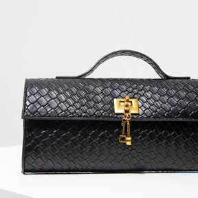 Baguette tecido de couro artificial retrô, embreagem feminina flip, bolsa de noite elegante, carteira borgonha, festa de vestido feminino, item de casamento (padrão aleatório)
