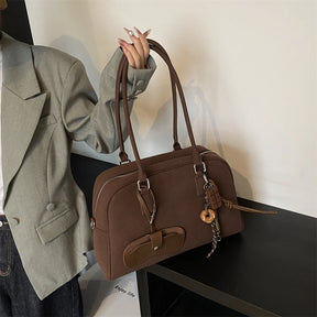 bolsa feminina bolsa grife luxo bolsas femininas promoção Tamanho grande Mulheres Sacos De Bowling Camurça Cor Pura Grande Capacidade Ombro Crossbody Bag Com Alça Longa 2024 Designer De Luxo Bolsas
