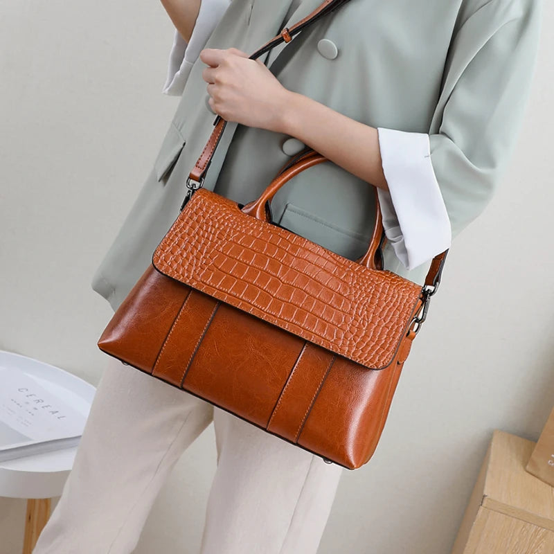 Bolsa de couro genuíno das mulheres crossbody designer luxo sacos ombro senhoras casual retro grande capacidade bolsa