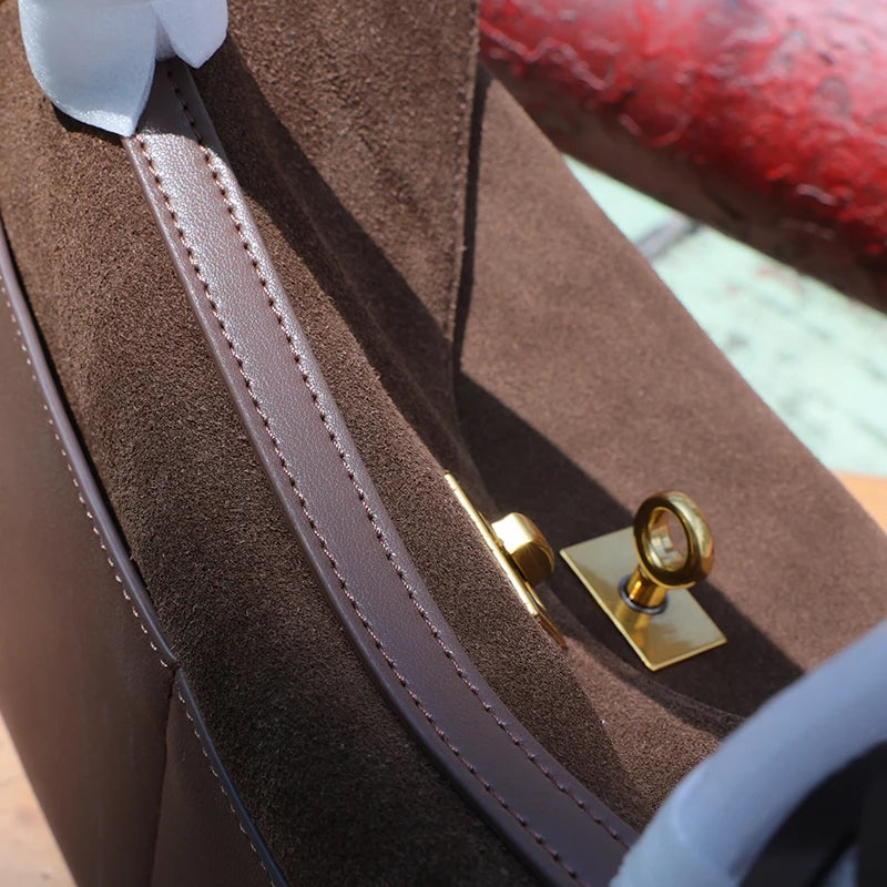 Bolsa tote de couro de camurça outono e inverno, couro fosco, alta qualidade, grande capacidade, bolsa de ombro