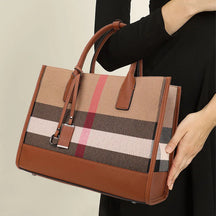 Aidrani moda xadrez lona bolsa feminina clássico versátil grande capacidade de couro ombro único crossbody saco