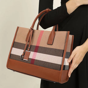 Aidrani moda xadrez lona bolsa feminina clássico versátil grande capacidade de couro ombro único crossbody saco