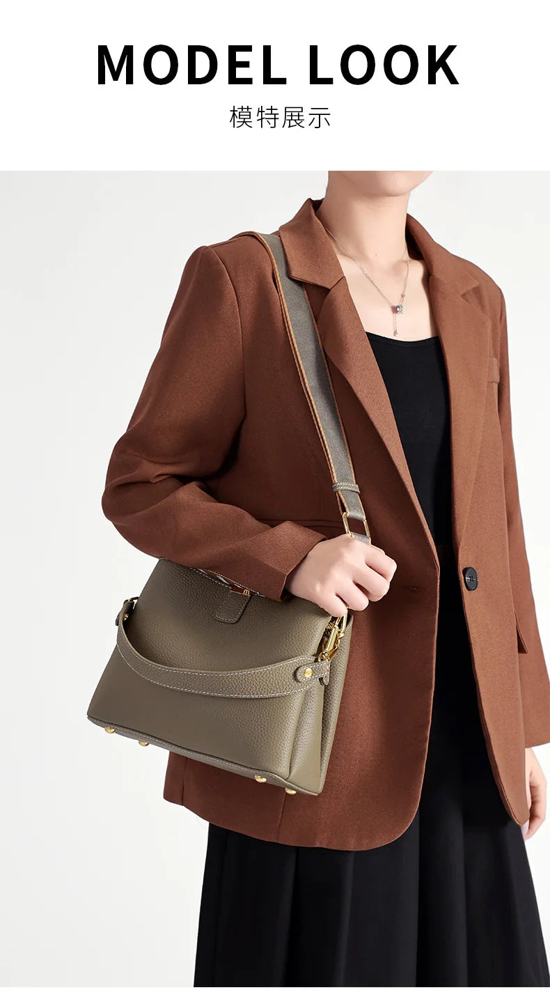 Retro balde saco moda feminina bolsa de grande capacidade novo ombro único crossbody saco de couro macio multi-cor carteira