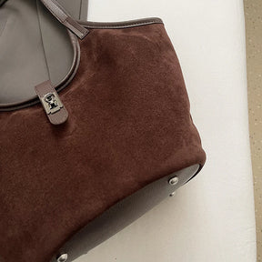 bolsa femimina bolsa grife luxo bolsa feminina elegante bolsas em promoção MOODS Mini Bucket Bolsas De Ombro Para As Mulheres Faux Suede Commuter Tote Bag Grande Capacidade Underarm Hobo Bag 2024 Inverno Novas Bolsas