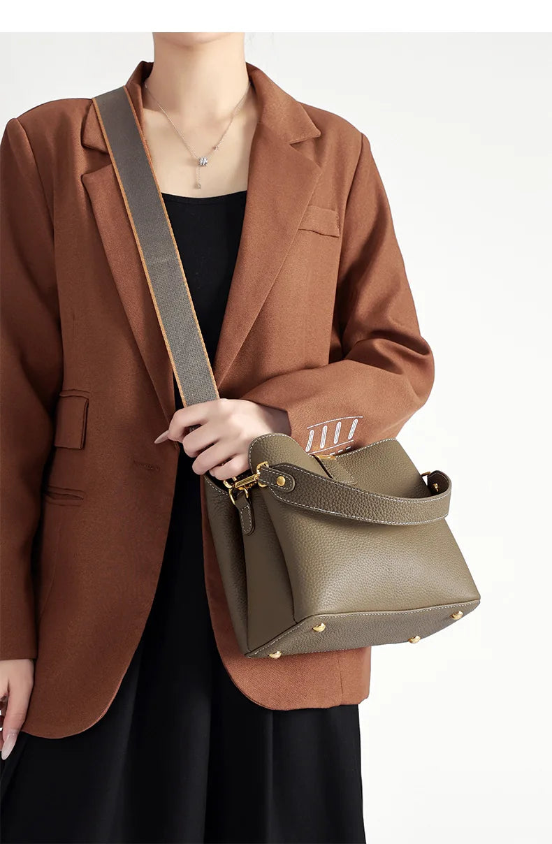 Retro balde saco moda feminina bolsa de grande capacidade novo ombro único crossbody saco de couro macio multi-cor carteira