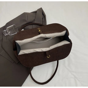 Bolsas clássicas de camurça falsa feminina, estilo inglês, bolsas de ombro elegantes, bolsas desenhadas monocromáticas, casuais, retrô, femininas