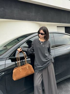 Camurça de couro grande capacidade boston axilas senhoras saco marrom moda feminina commuter boliche fosco bolsa ombro café vermelho