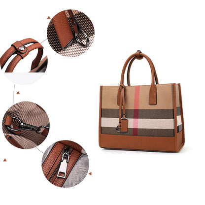 Aidrani moda xadrez lona bolsa feminina clássico versátil grande capacidade de couro ombro único crossbody saco