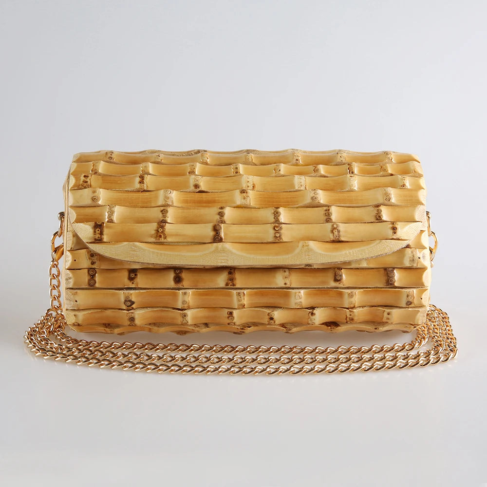 Nilerun marca longa corrente ajustável exclusivo artesanal de madeira natural rattan palha bambu raiz cruz corpo ombro saco do mensageiro