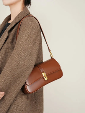 Mulheres de couro genuíno baguette bolsa ombro luxo cor sólida bolsa axilas saco moda senhoras saco compras presente