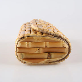 Nilerun marca moda vintage retro madeira dura rattan palha noite bolsa carteira única artesanal natural bambu raiz saco de embreagem