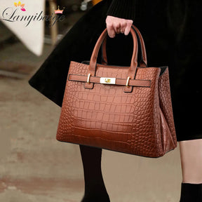 Famosa marca senhoras bolsas de alta qualidade crocodilo listra três sacos principais designer crossbody bolsa ombro para as mulheres sacola